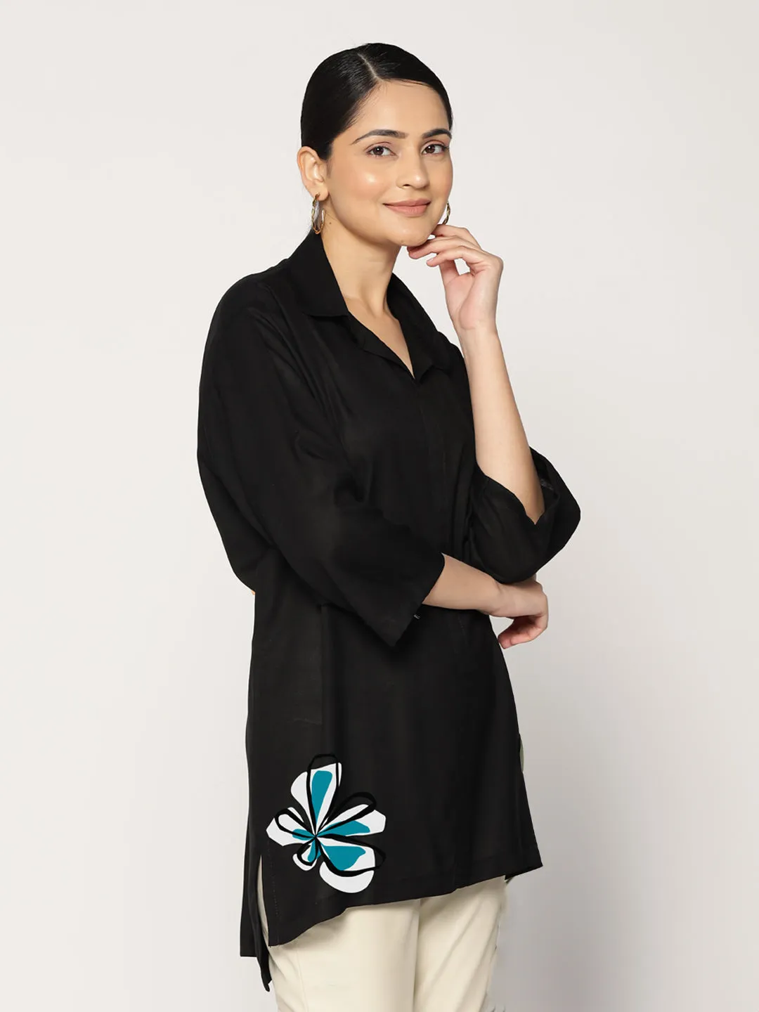 Black Rayon ShirtTop - Silente