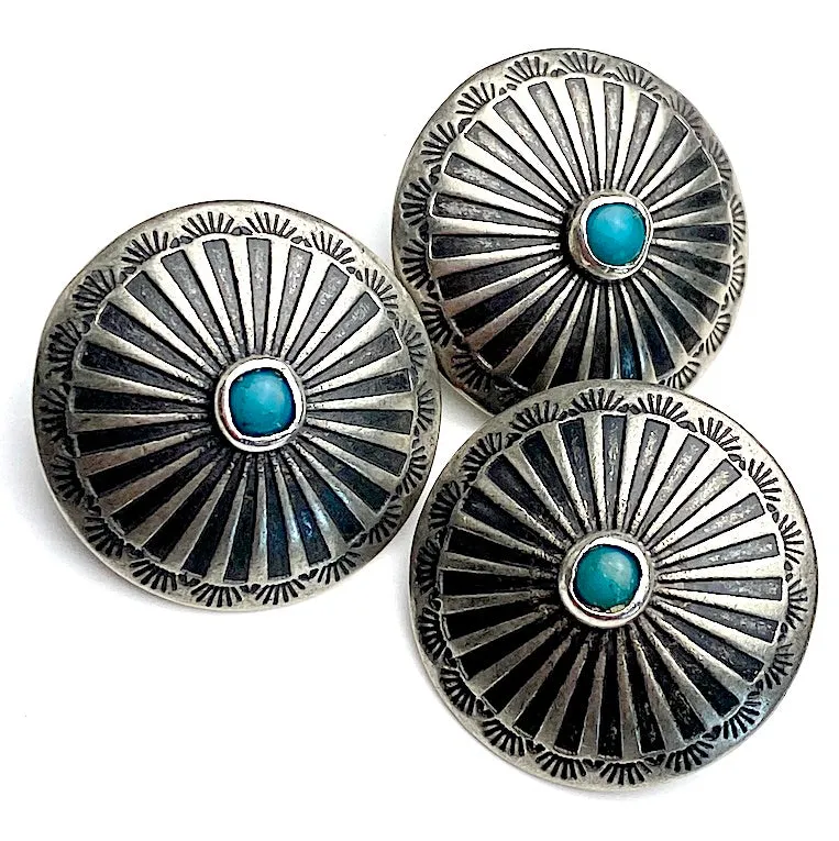 Blue Bead Agave Flower 1" with 'Turquoise' Shank Back Button   #SW-68
