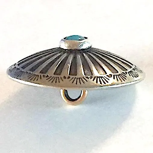 Blue Bead Agave Flower 1" with 'Turquoise' Shank Back Button   #SW-68