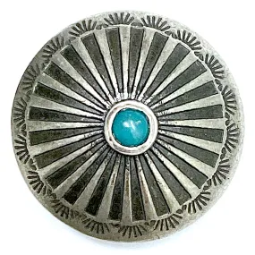 Blue Bead Agave Flower 1" with 'Turquoise' Shank Back Button   #SW-68