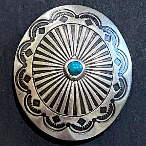 Blue Bead Agave Oval 1-1/2" with "Turquoise" / Shank Back, Nickel Silver 1.5" x 1.25"  #SW-245