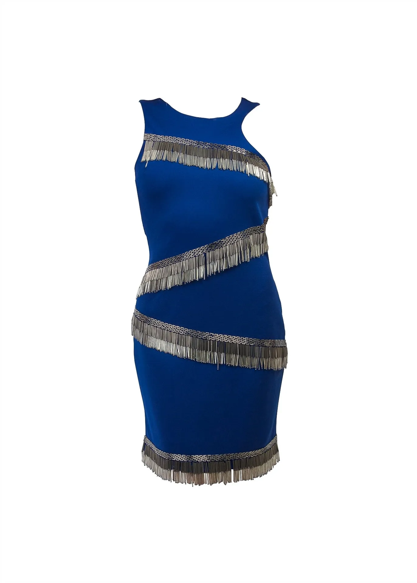 Bodycon asymmetrical shoulder beaded fringe party dress