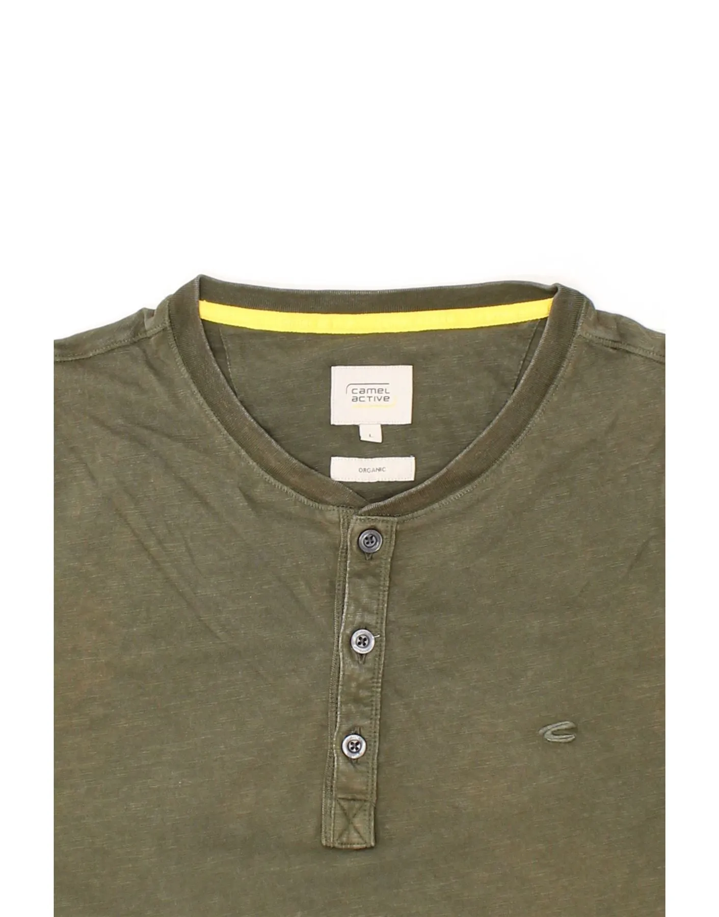 CAMEL ACTIVE Mens T-Shirt Top Large Khaki Cotton