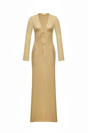 Camel Long Sleeve Aria Dress