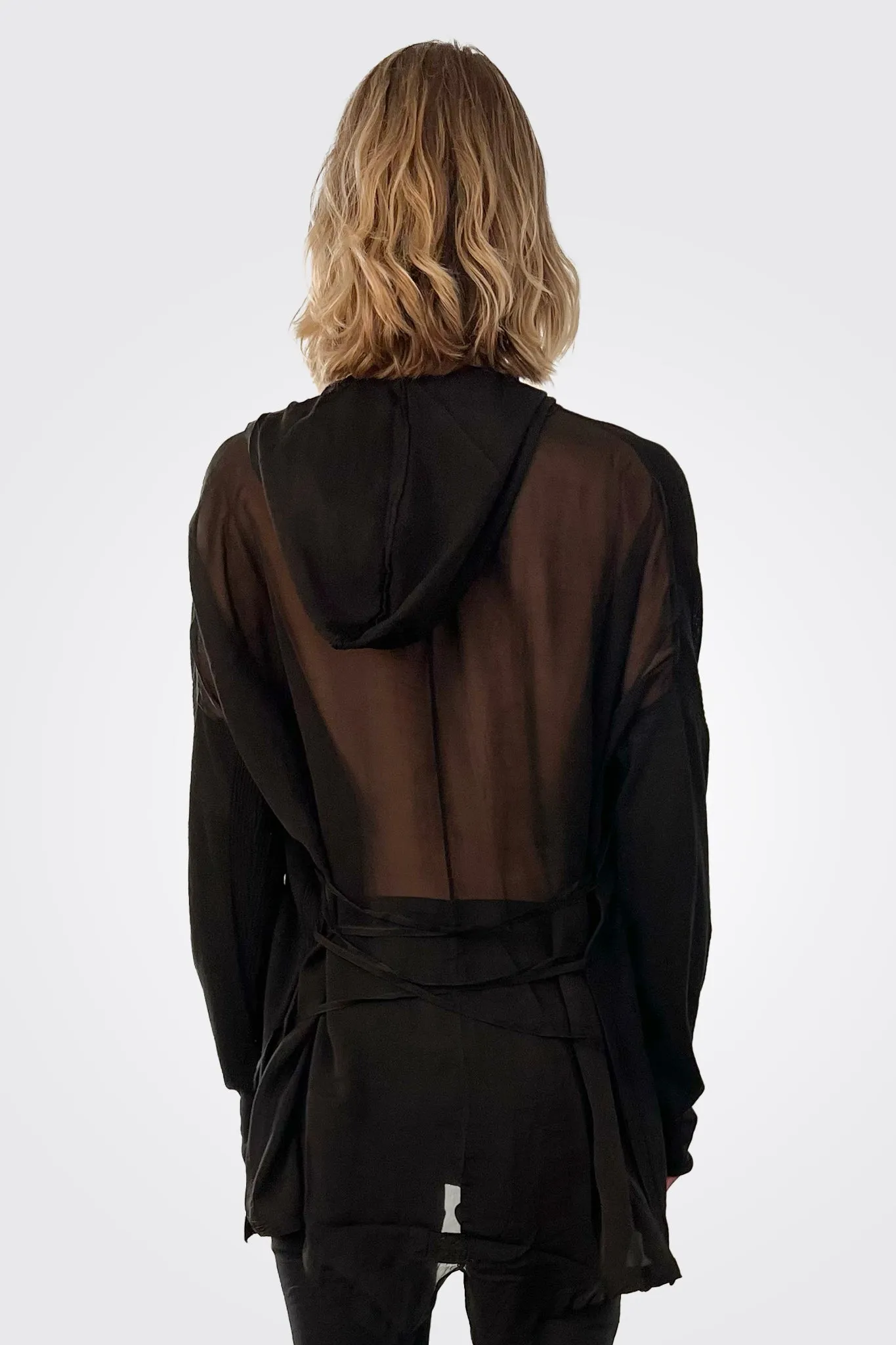 Cappuccio Hooded Knit Cardigan - Black