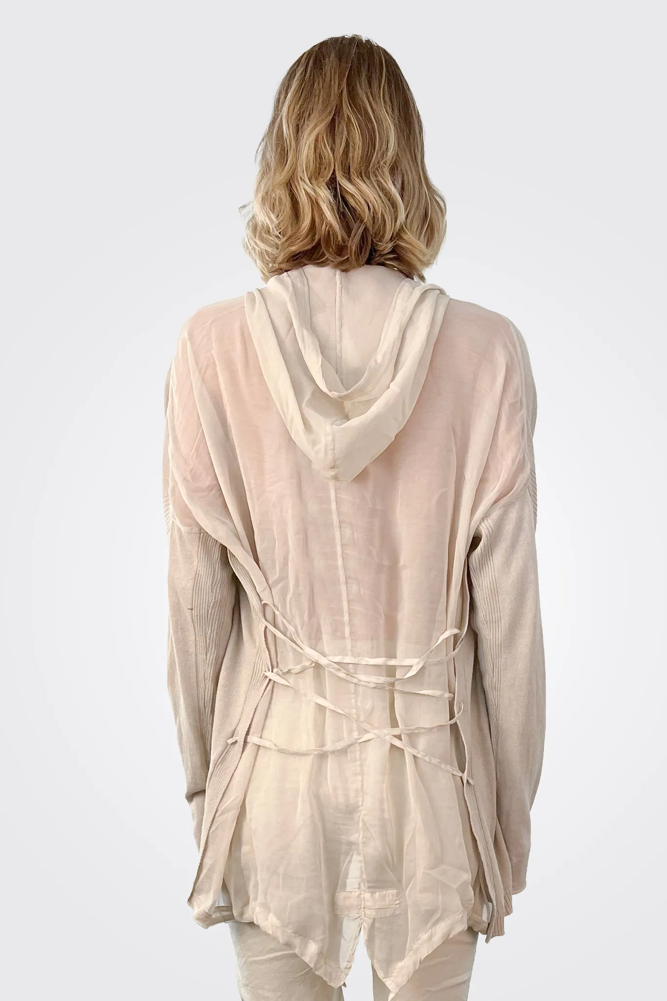 Cappuccio Hooded Knit Cardigan - Flint