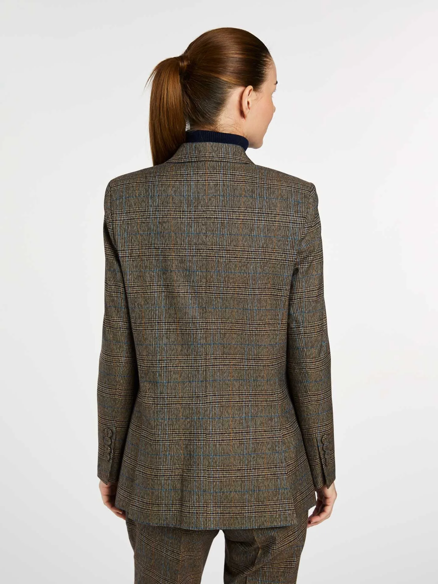 Checked Double-Breasted Suit Blazer