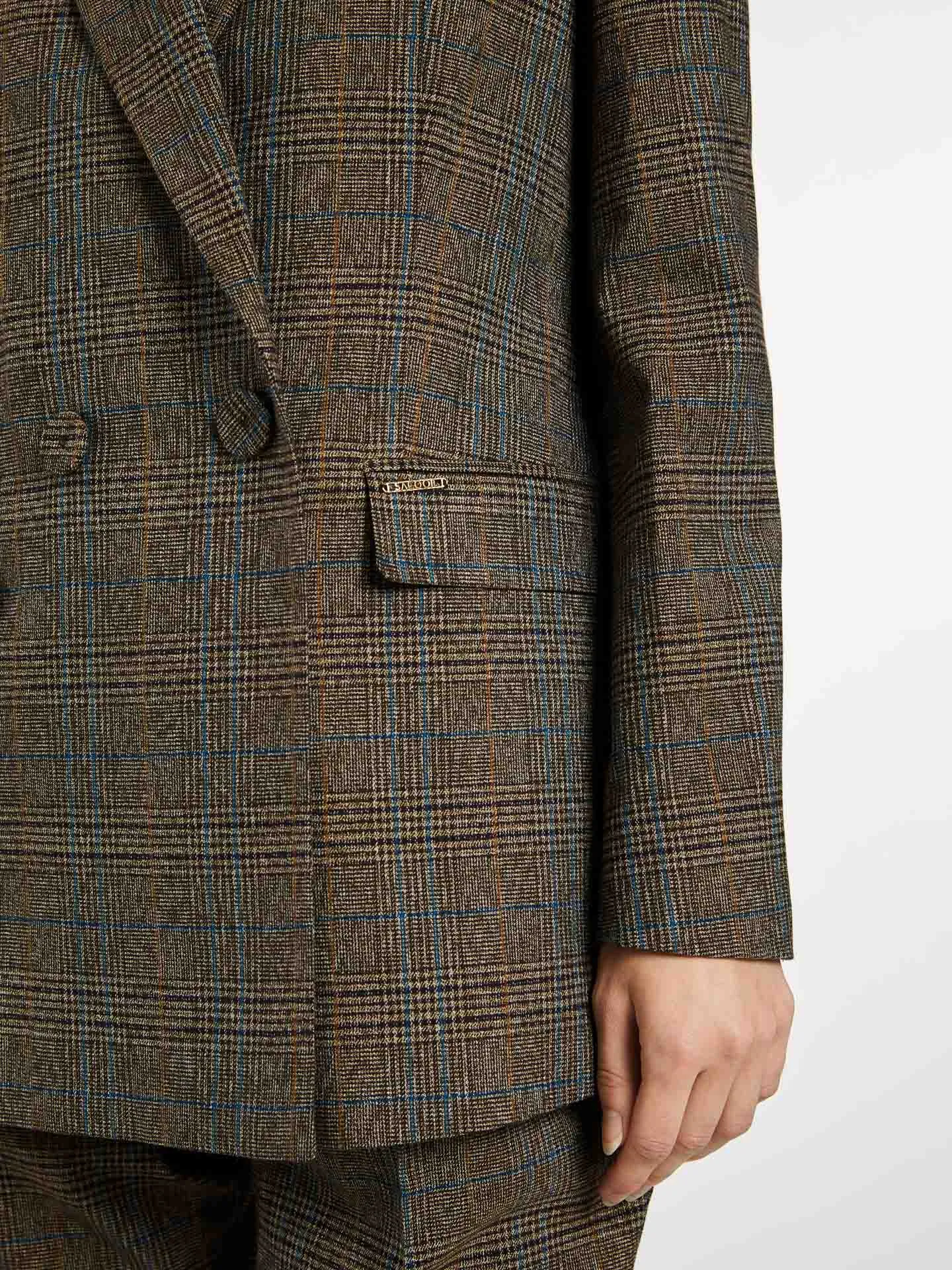 Checked Double-Breasted Suit Blazer