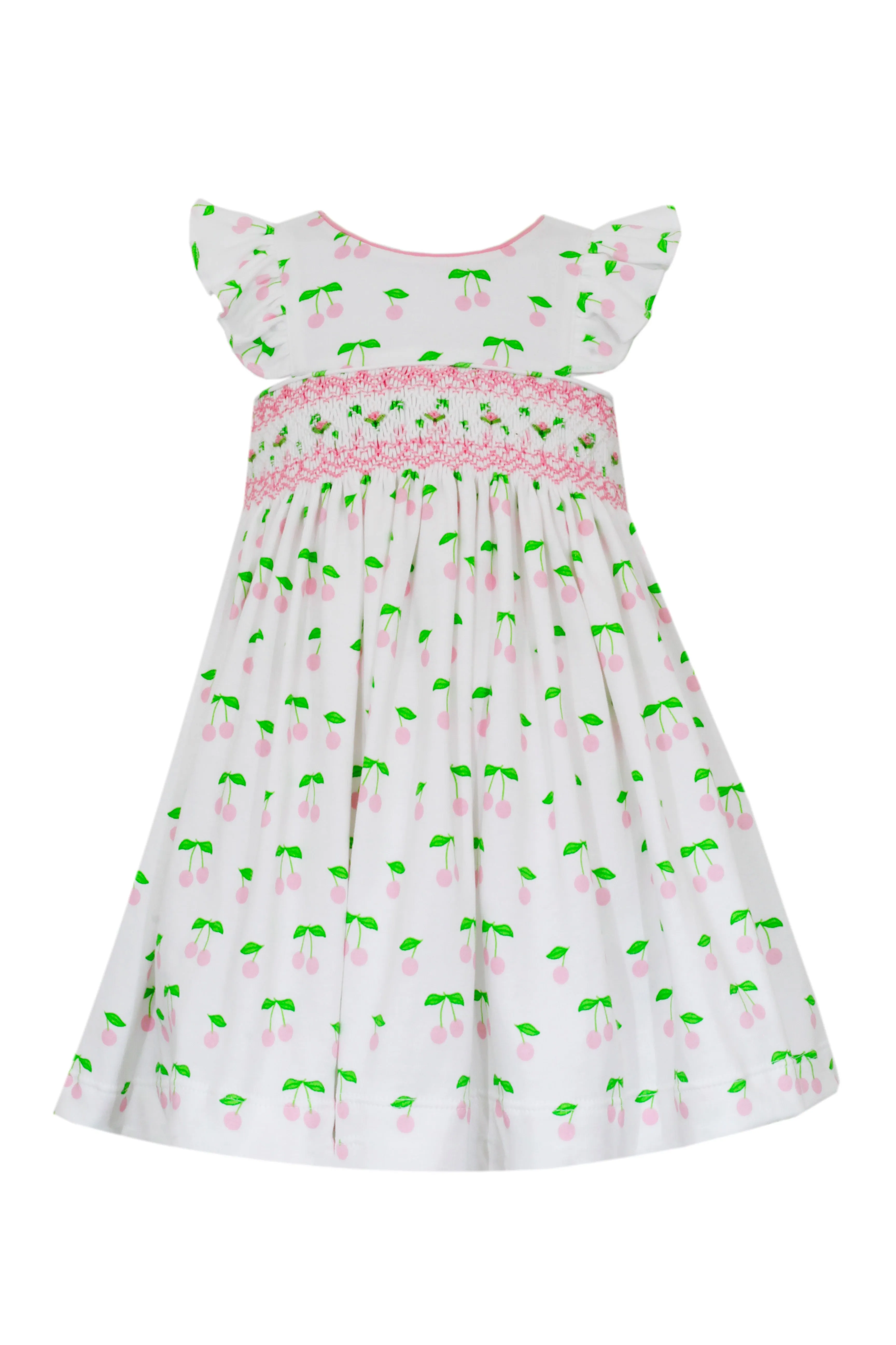 Cherry Print Smocked Knit Dress