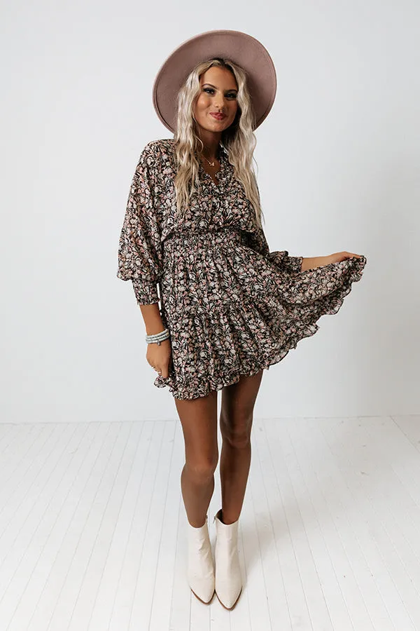 Chic Discovery Floral Dress In Chestnut