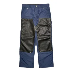 Chrome Hearts Leather Double Knee Nylon Carpenter Pants Navy Blue Yellow