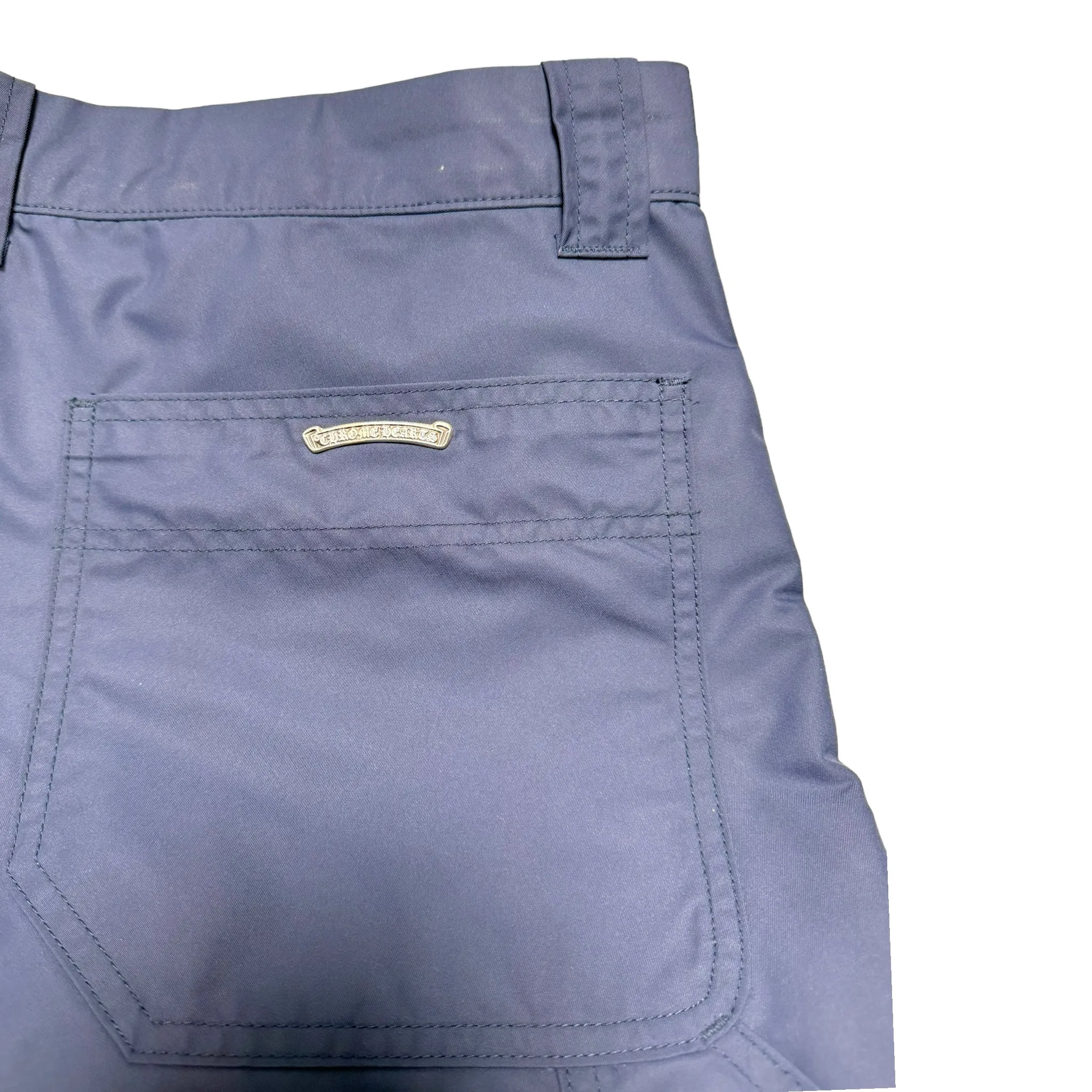 Chrome Hearts Leather Double Knee Nylon Carpenter Pants Navy Blue Yellow