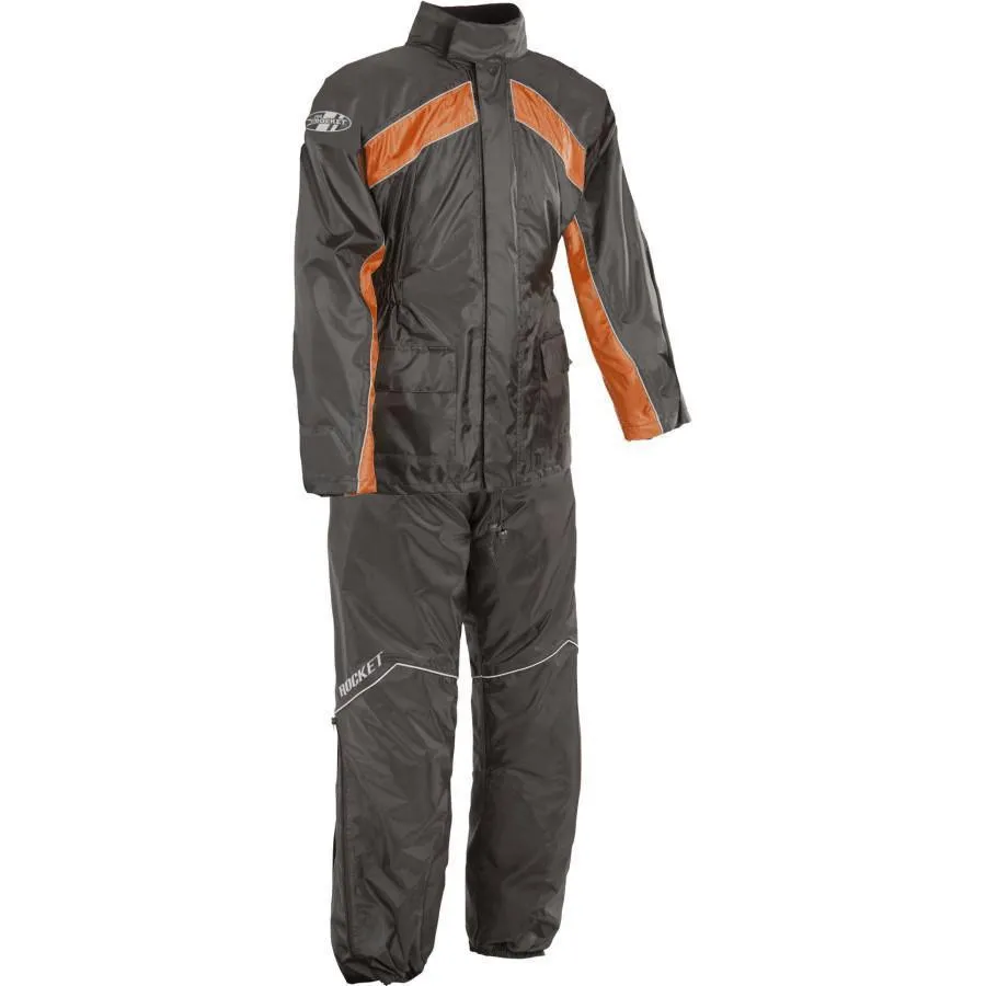 Close Out Joe Rocket 'RS-2' Mens Black And Orange Rain Suit -Size X-Large