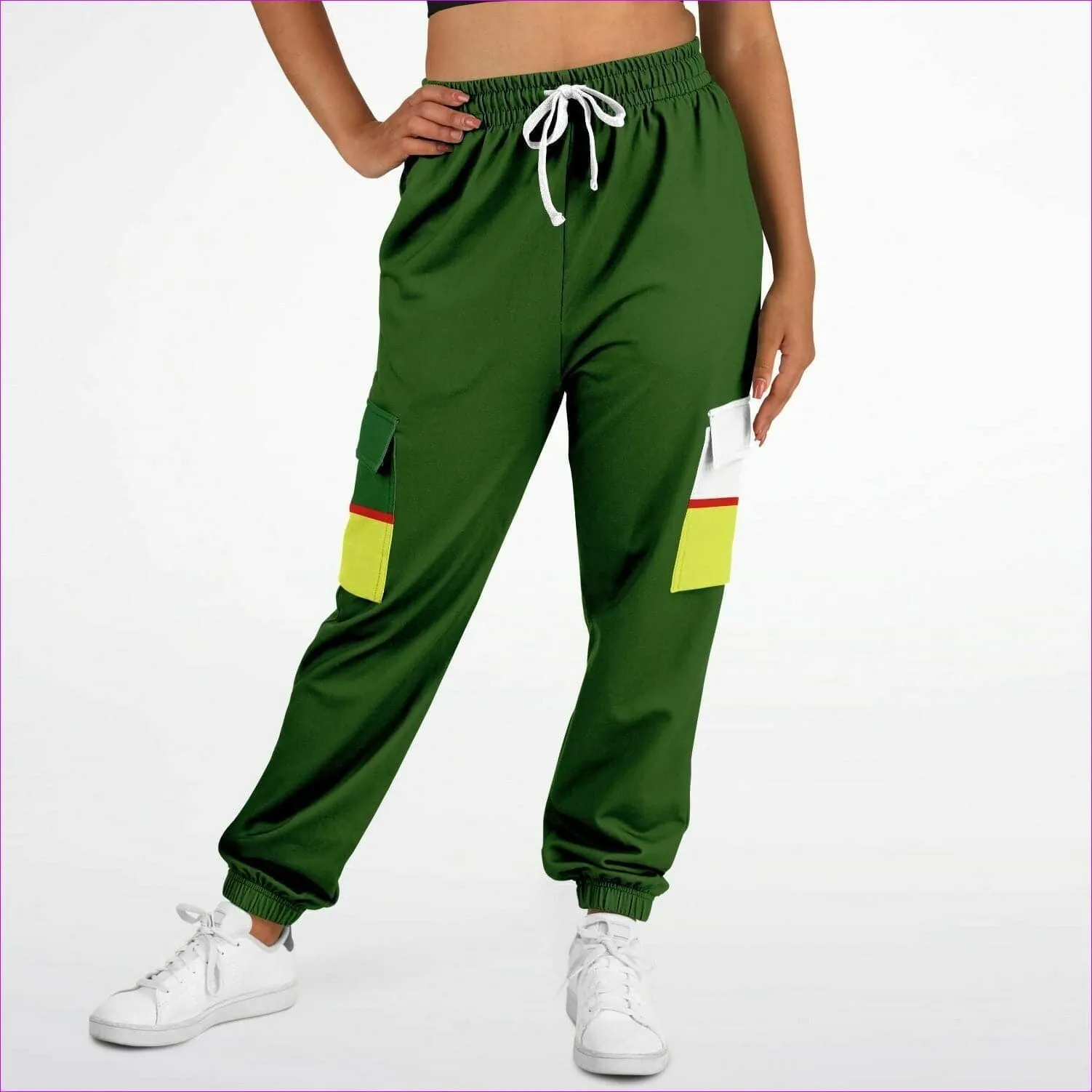 Color Block Astute Premium Cargo Sweatpants in Green