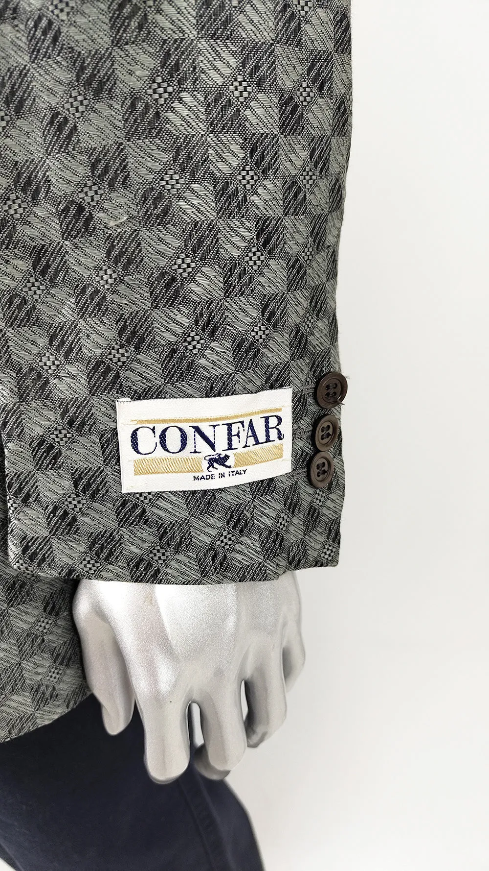 Confar Vintage Mens Italian Jacquard Dinner Jacket, 1980s