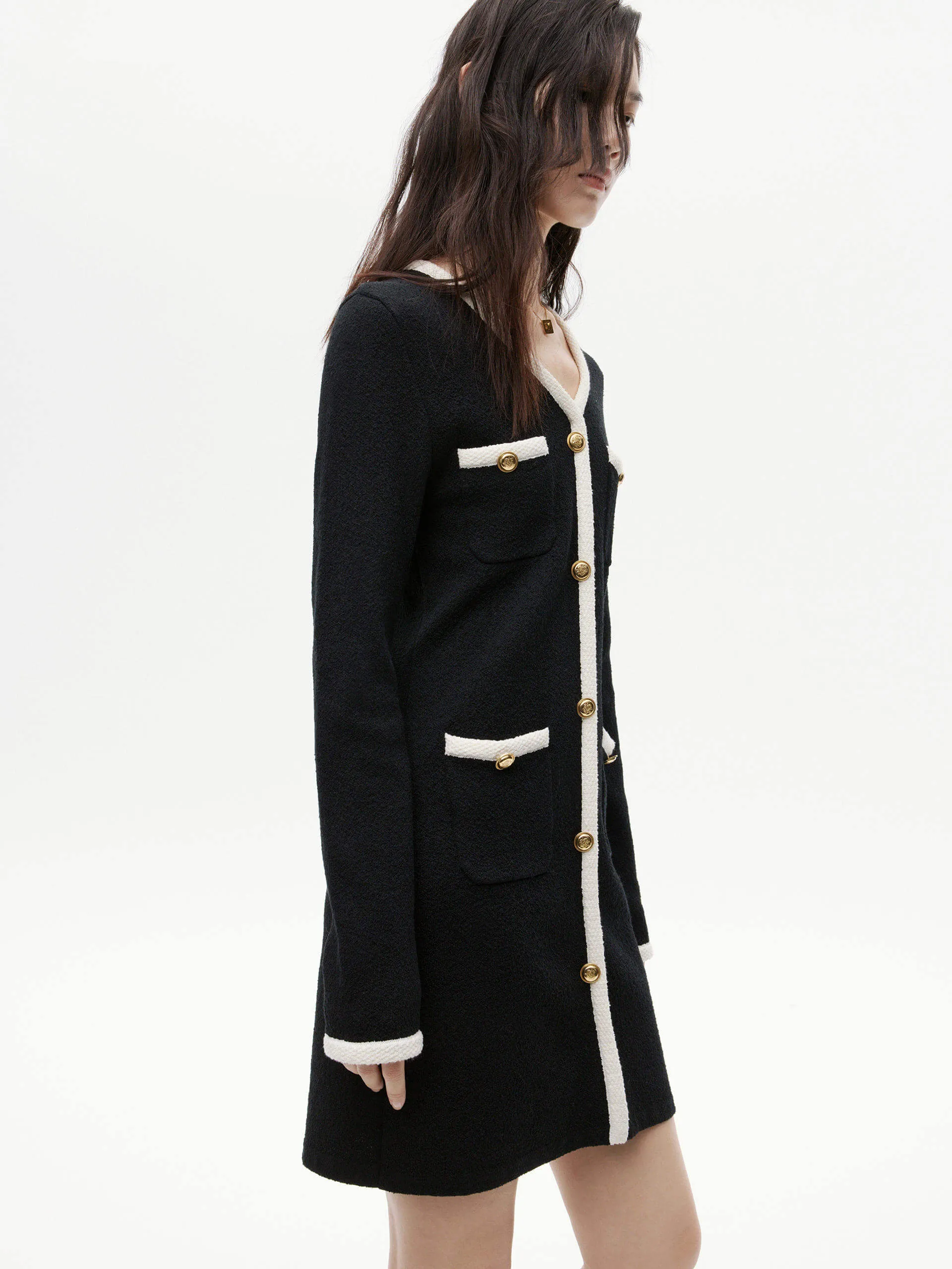 Contrast Details Knit Dress