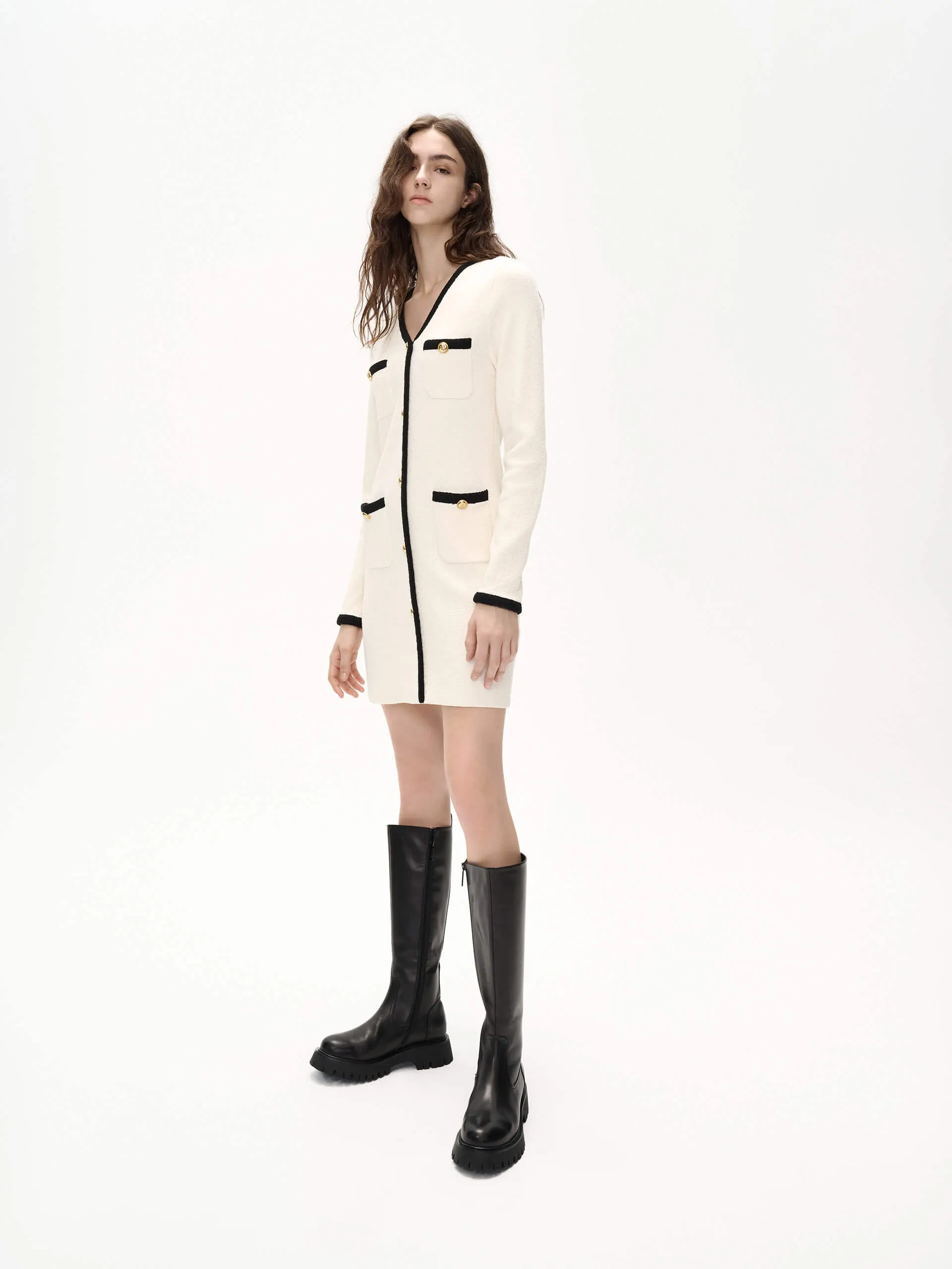Contrast Details Knit Dress
