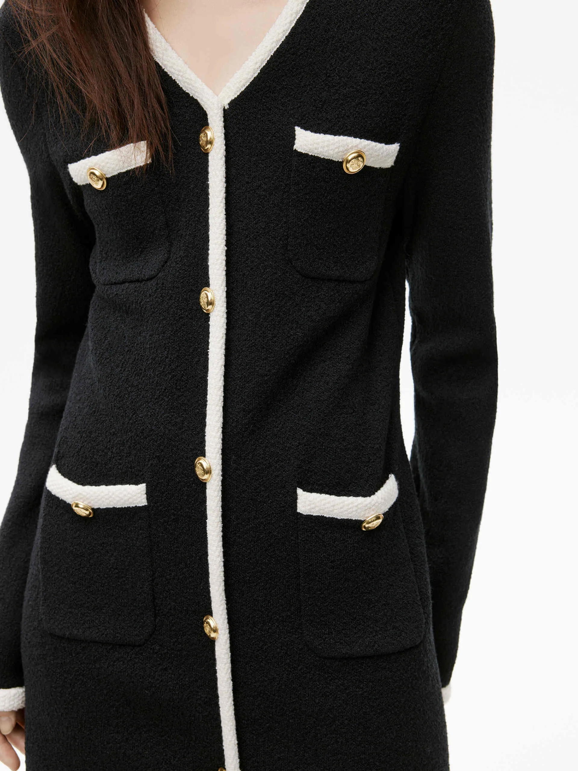 Contrast Details Knit Dress