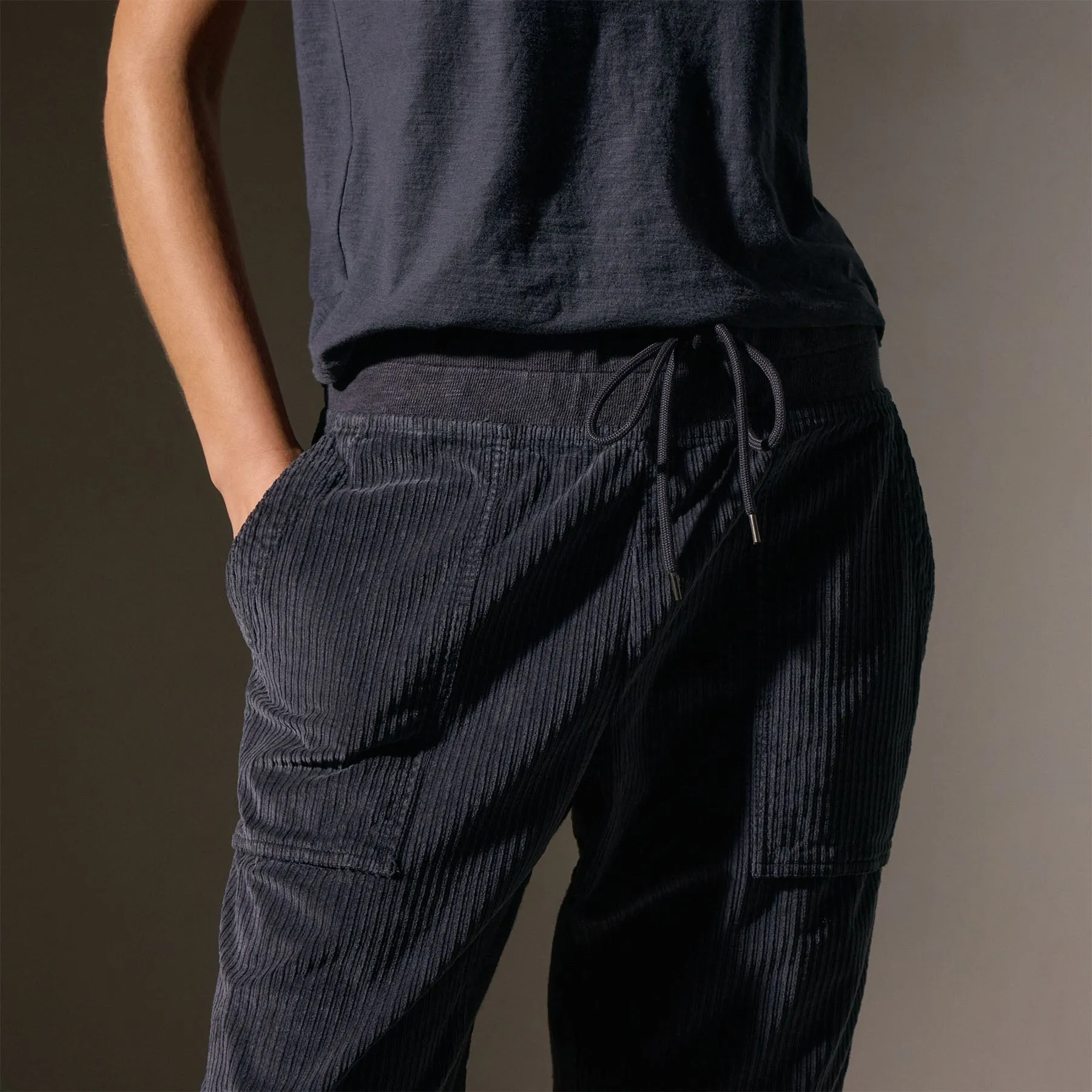 Corduroy Mixed Media Pant - Blue Noir Pigment