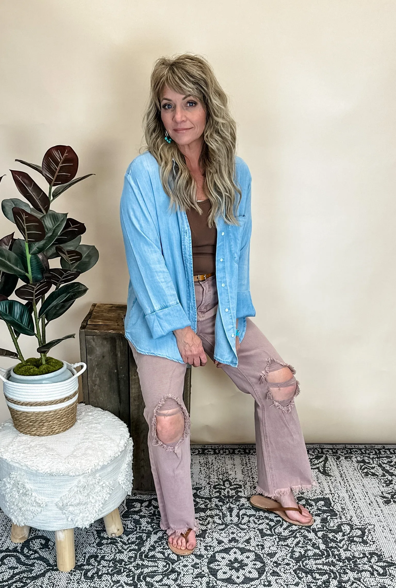 Cornerstone Button Down Tencel Shirt