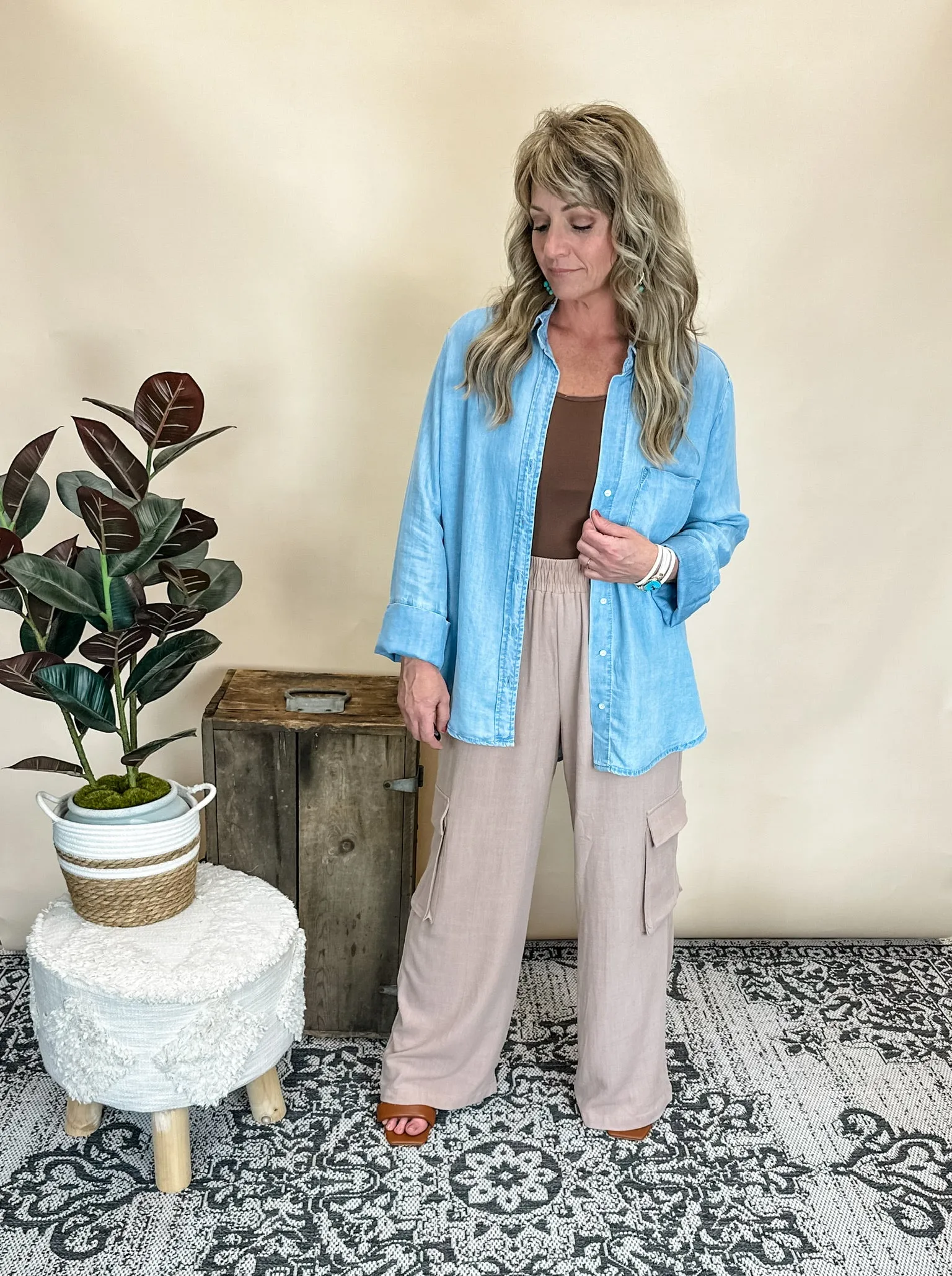 Cornerstone Button Down Tencel Shirt