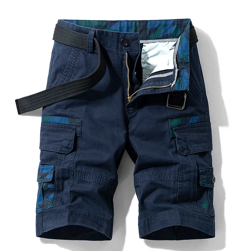 COTTON WORKWEAR SHORTS WITH STRAIGHT TUBE AND MULTIPLE BAGS CARGO SHORTS