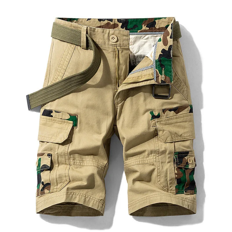 COTTON WORKWEAR SHORTS WITH STRAIGHT TUBE AND MULTIPLE BAGS CARGO SHORTS