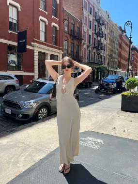 Cream Front Tie Aria Dress