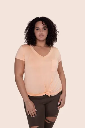 CURVY Longline V-Neck Pocket Shirt