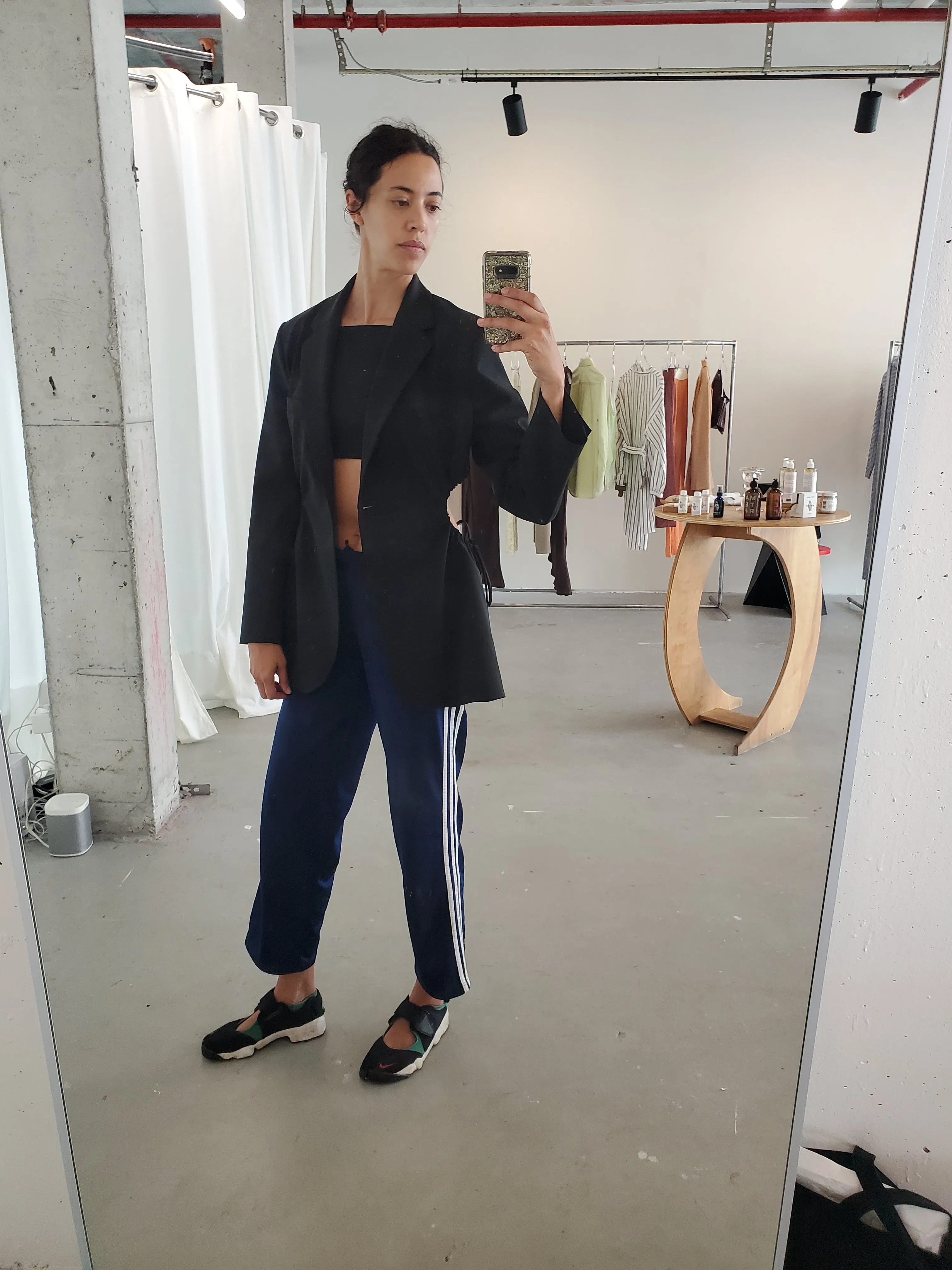 Cutout Drawcord Blazer - Black