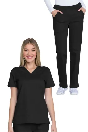 Dickies Industrial Women's Petite Pants Scrub Set | Black