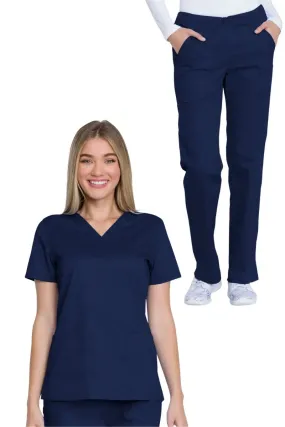 Dickies Industrial Women's Petite Pants Scrub Set | Navy Blue