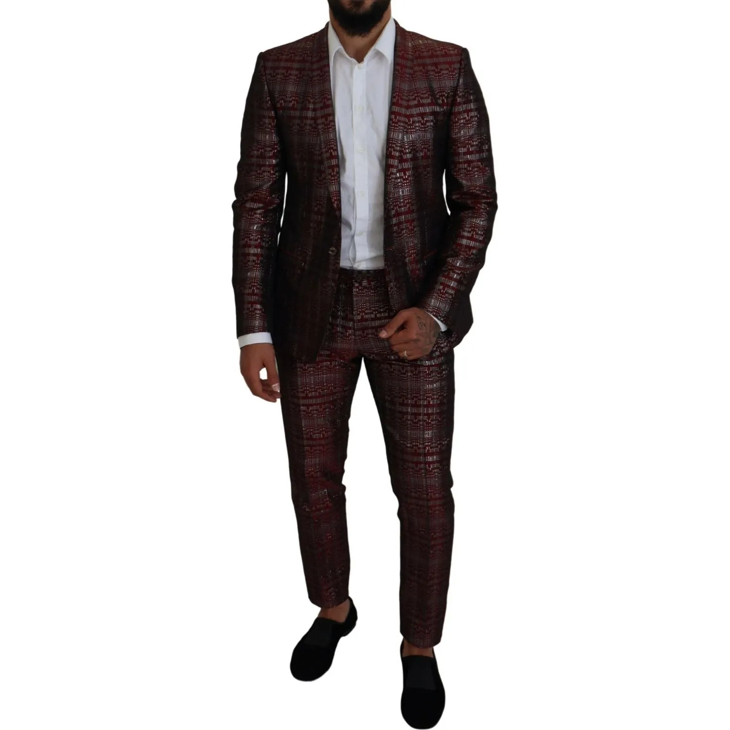 Dolce & Gabbana Bordeaux Fantasy Slim Fit Two-Piece Suit