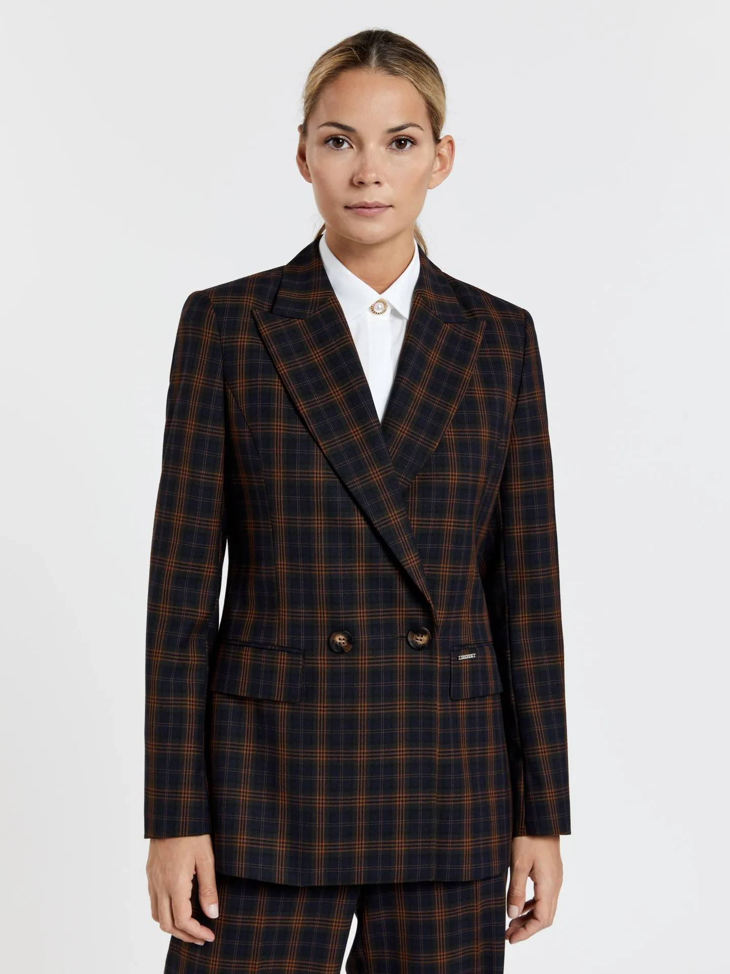 Double breasted checks blazer