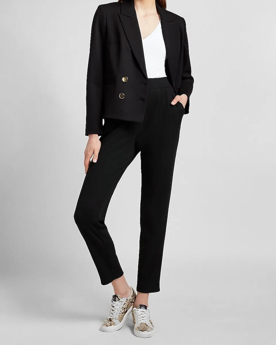 Double Breasted Novelty Button Blazer in Pitch Black