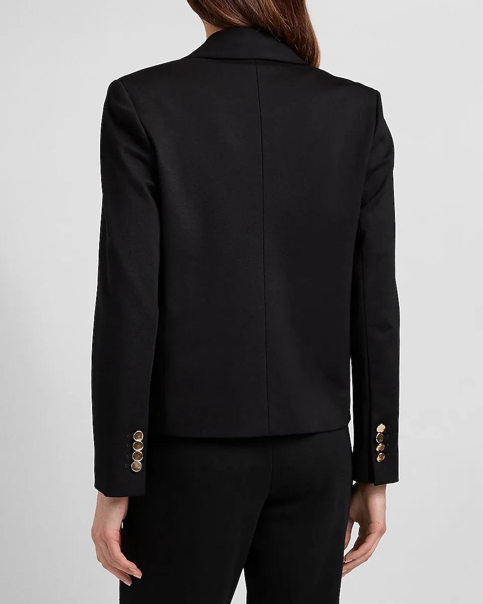 Double Breasted Novelty Button Blazer in Pitch Black