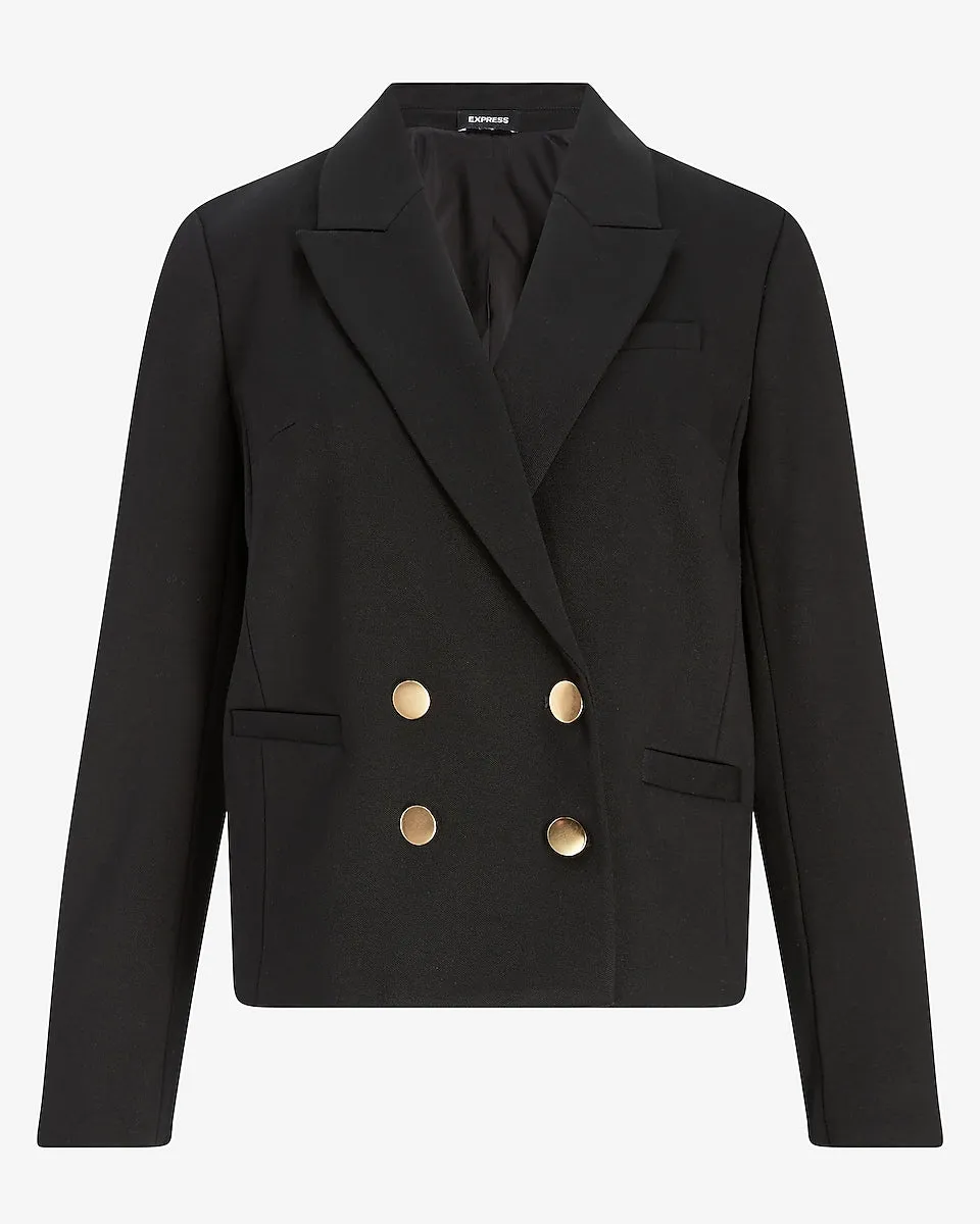 Double Breasted Novelty Button Blazer in Pitch Black