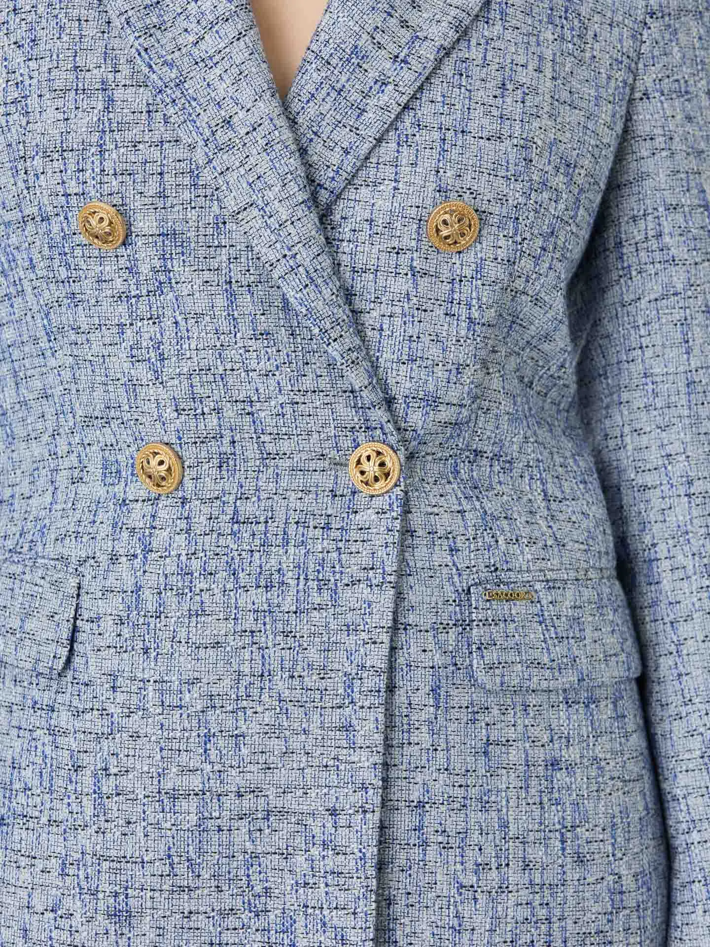 Double-Breasted Suit Blazer In Rayon Blend Tweed