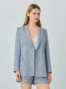 Double-Breasted Suit Blazer In Rayon Blend Tweed