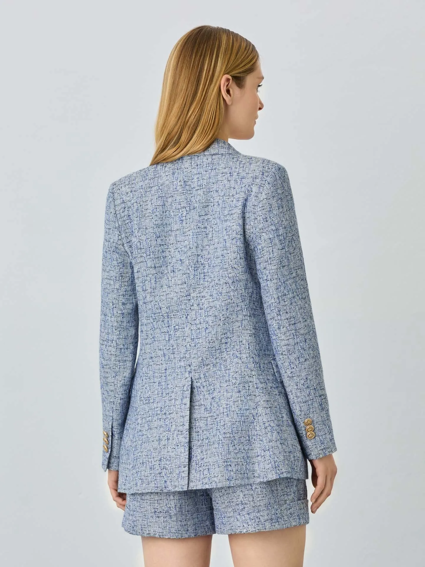 Double-Breasted Suit Blazer In Rayon Blend Tweed