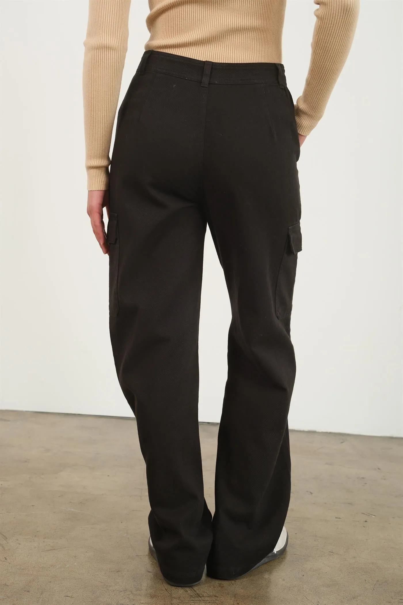 DZ23G026-HIGH WAIST WIDE LEG CARGO PANTS