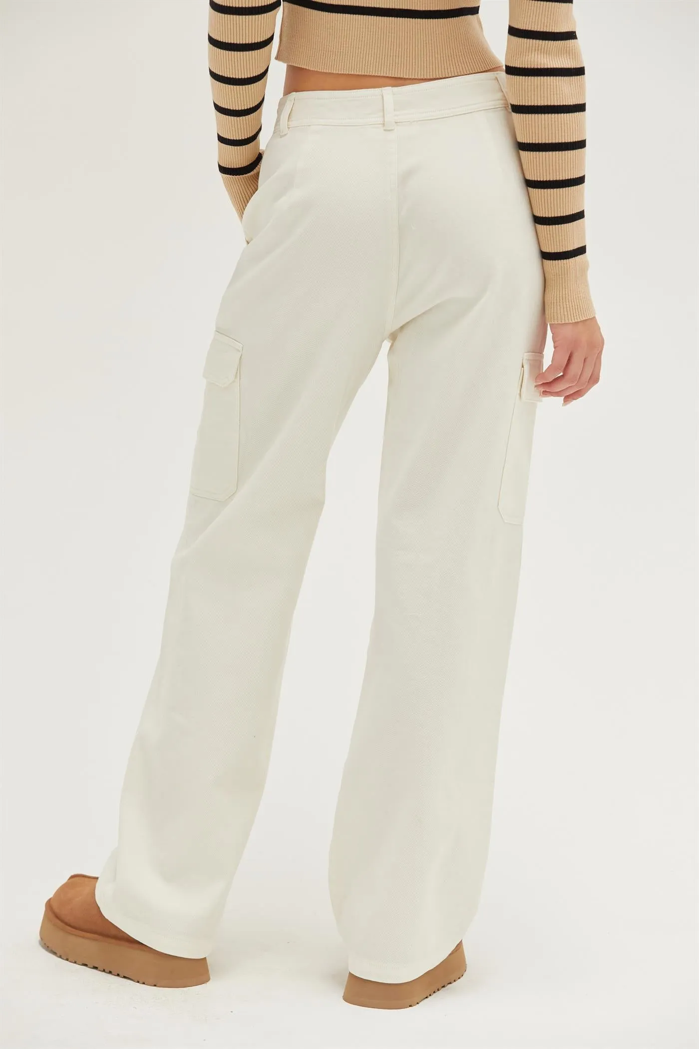 DZ23G026-HIGH WAIST WIDE LEG CARGO PANTS