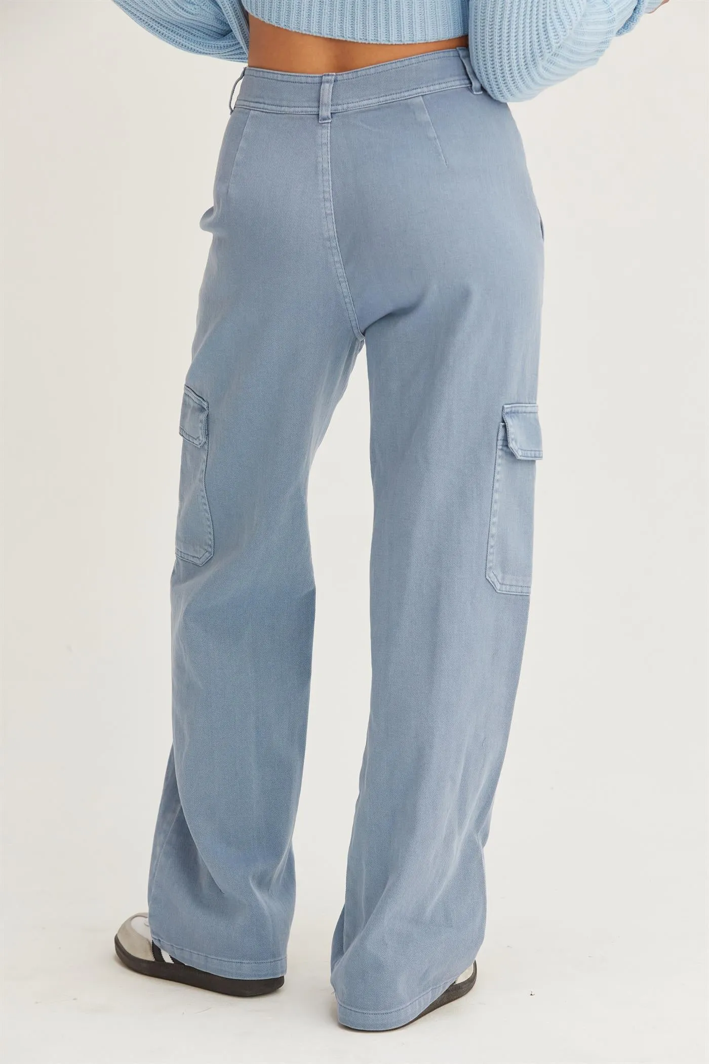 DZ23G026-HIGH WAIST WIDE LEG CARGO PANTS