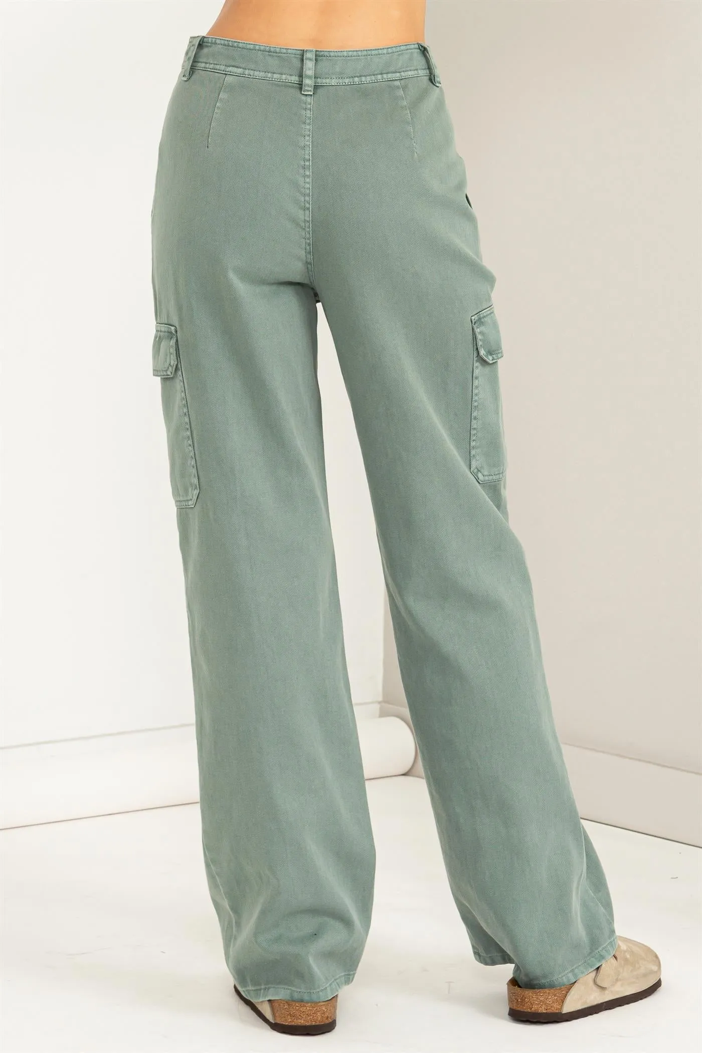 DZ23G026-HIGH WAIST WIDE LEG CARGO PANTS
