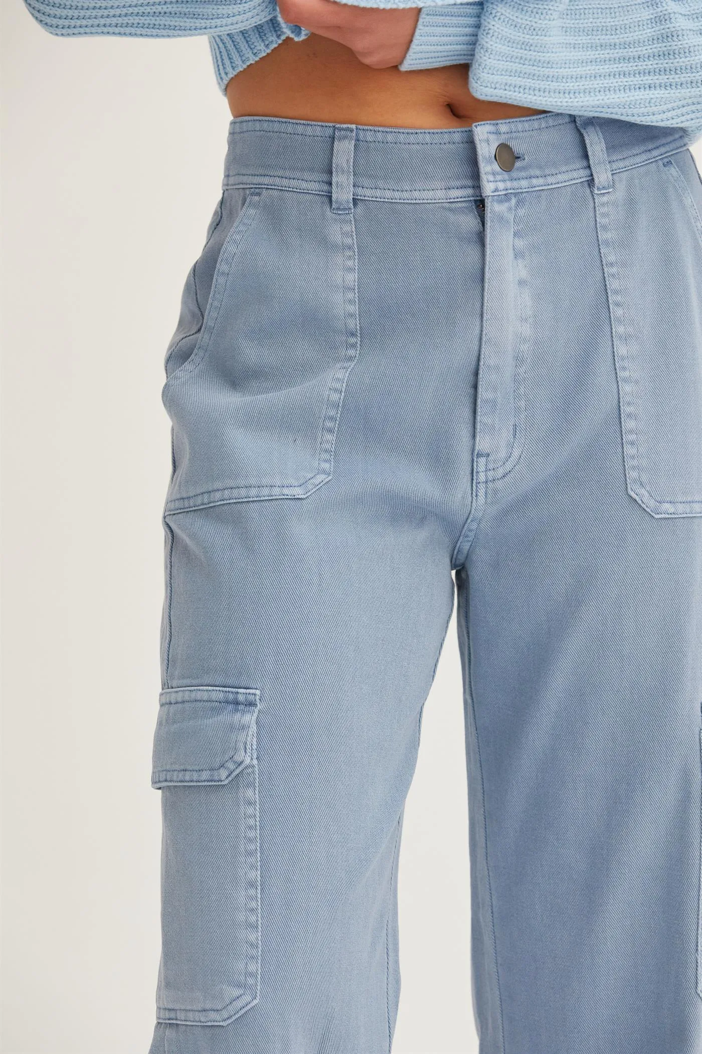 DZ23G026-HIGH WAIST WIDE LEG CARGO PANTS