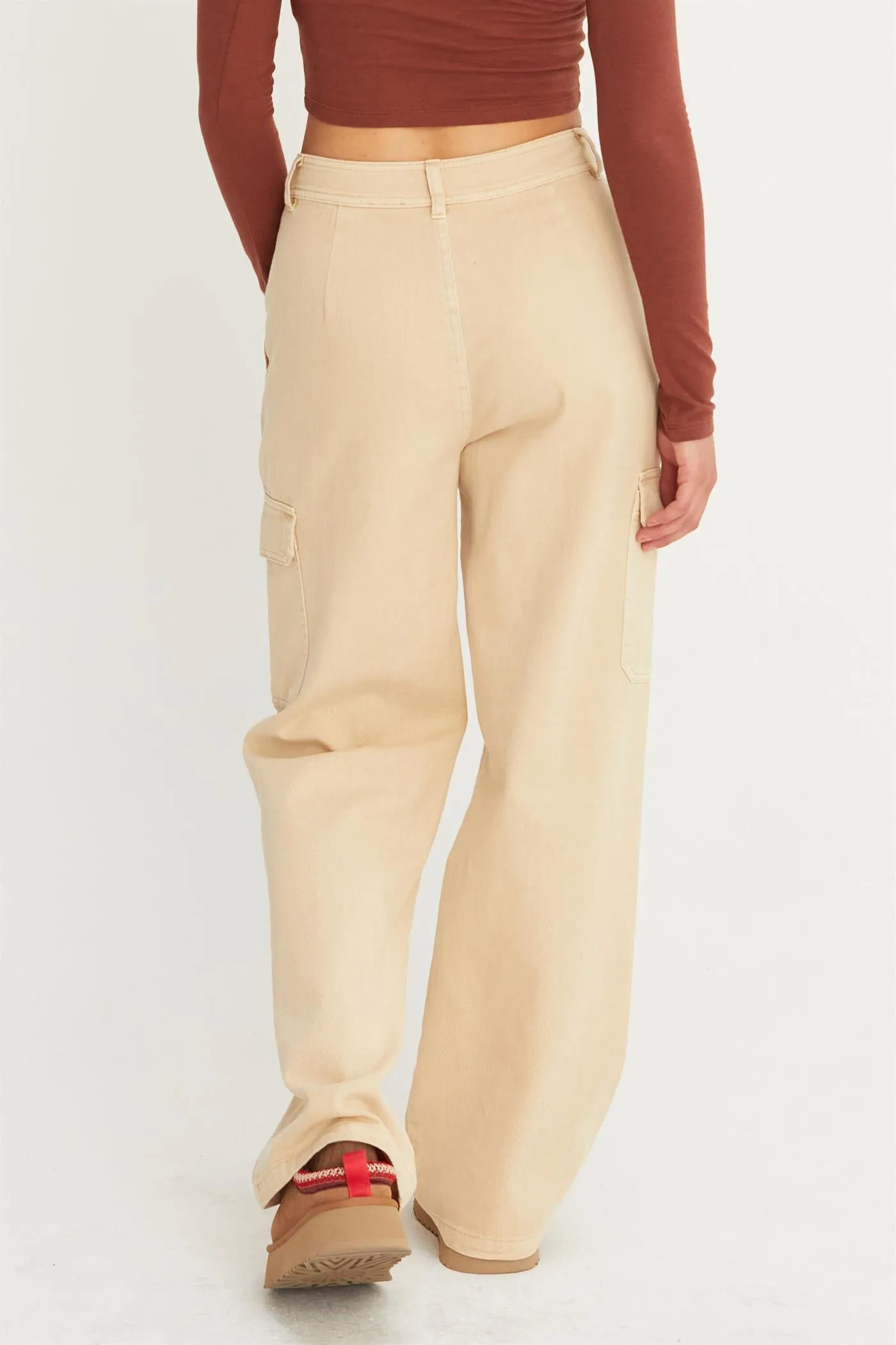 DZ23G026-HIGH WAIST WIDE LEG CARGO PANTS