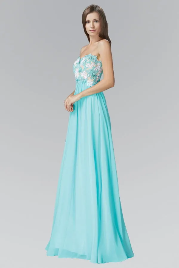 Elizabeth K - GL2050 - Embroidery Strapless Sweetheart Neck Dress
