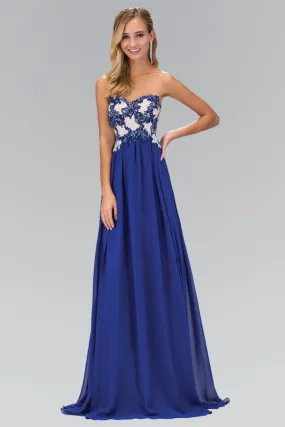 Elizabeth K - GL2050 - Embroidery Strapless Sweetheart Neck Dress