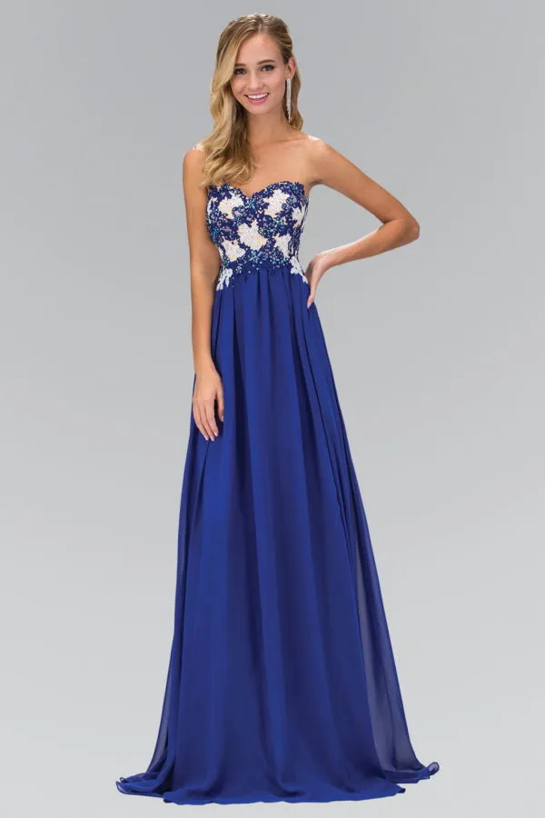 Elizabeth K - GL2050 - Embroidery Strapless Sweetheart Neck Dress