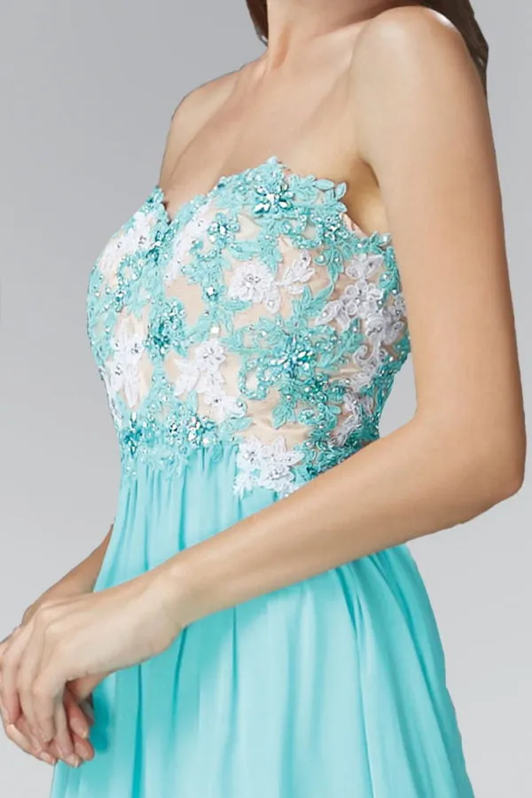 Elizabeth K - GL2050 - Embroidery Strapless Sweetheart Neck Dress